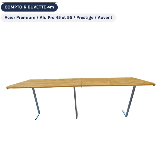 Table COMPTOIR BUVETTE Pliante 4m en bois verni