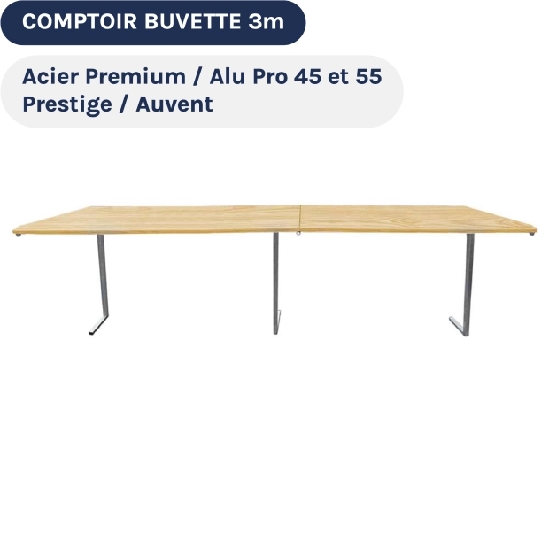 Table COMPTOIR BUVETTE pliante 3m en bois verni
