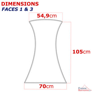 Housse de mange-debout personnalisable : dimensions des faces 1 et 3 imprimables