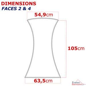 Housse de mange-debout personnalisable : dimensions des faces 2 et 4 imprimables