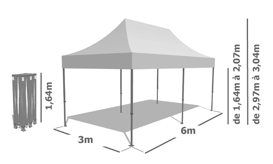 Schéma Barnum Pliant ALU PRO 55 ECO 520 3x6m