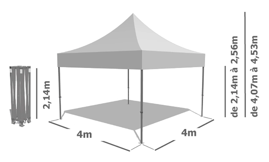 Schéma Barnum Pliant ALU PRO 55 ECO 520 4x4m