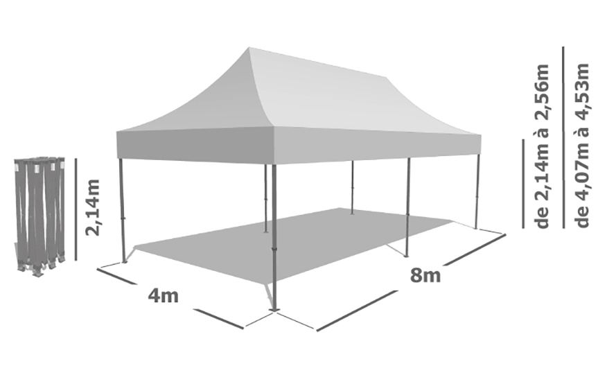 Schéma Barnum Pliant ALU PRO 55 ECO 520 4x8m