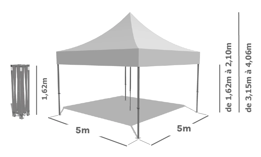 Schéma Barnum Pliant ALU PRO 55 ECO 520 5x5m