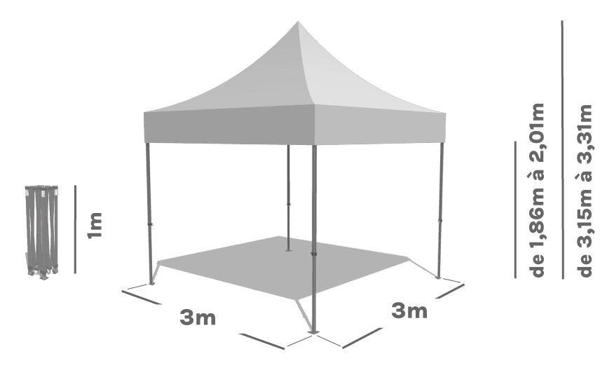 Schéma Barnum Pliant ALU 45 Compact 3x3m