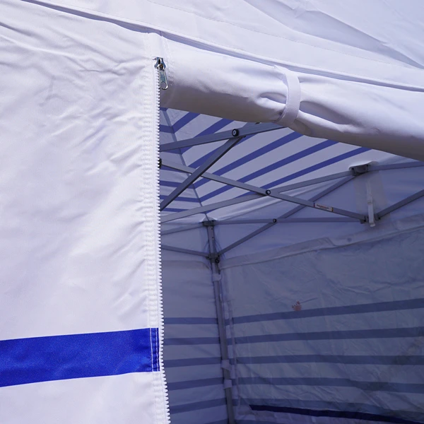 Barnum équipé d'un mur avec porte enroulable de 1,50m de large à fermeture éclair - gamme Alu pro 45 Luxe