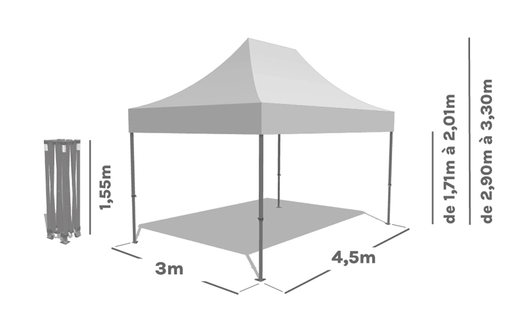 Schéma Barnum Pliant ALU PRO 55 PRESTIGE 3x4m5
