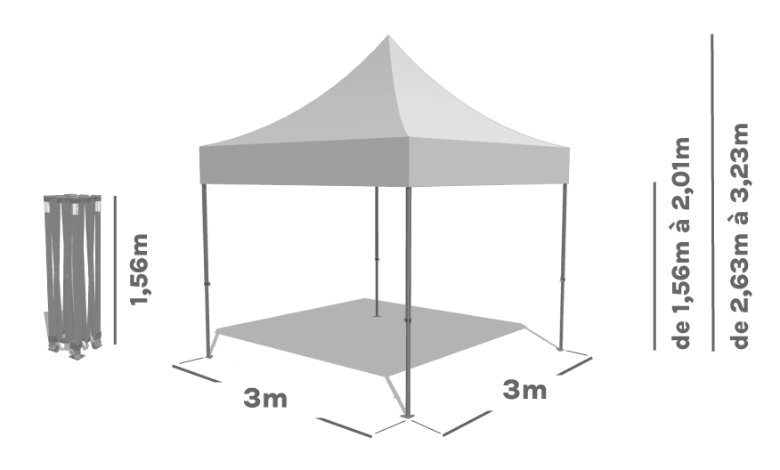 Schéma Barnum Pliant ALU PRO 55 SPECIAL 3mx3m