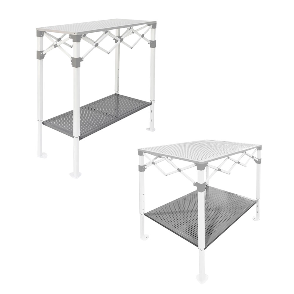 plateaux ajourés largeur 40 ou 70 cm pour Table comptoir pliante en acier de 1m