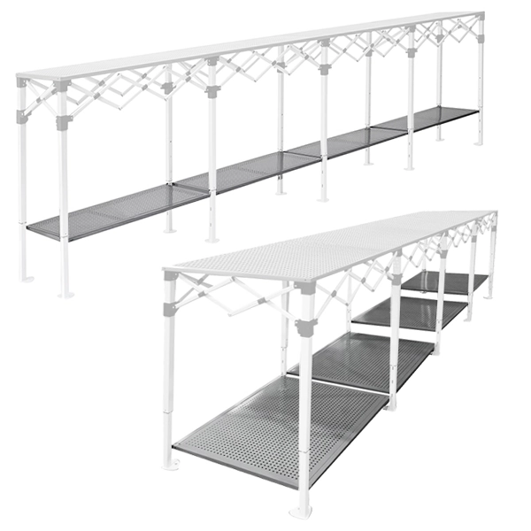 4 plateaux ajourés pour table comptoir pliante en acier de 4m