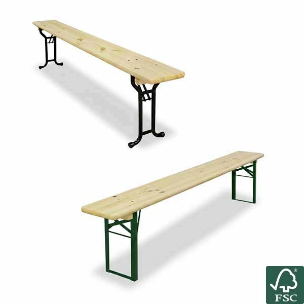 banc de 220cm en bois et pied en acier
