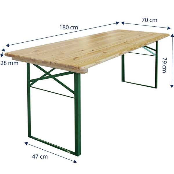 Table bistrot de 180x70cm avec pied en acier modèle cornière vert