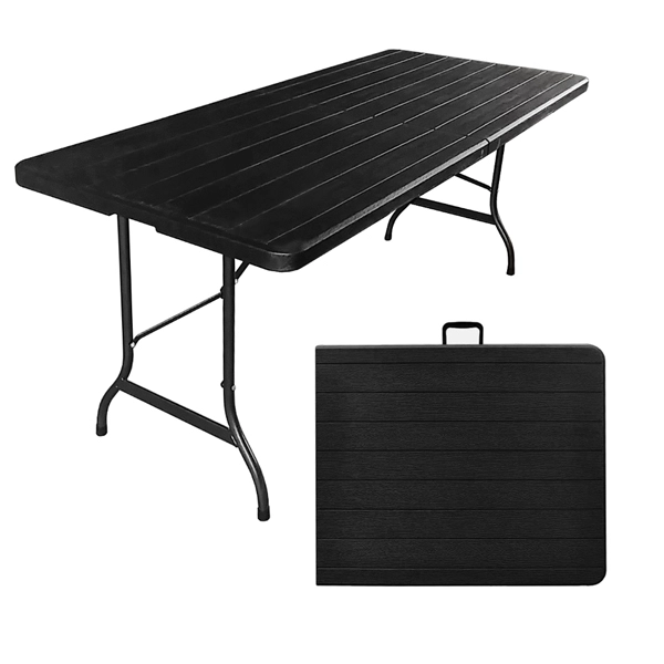 table pliante rectangulaire noir imitation bois