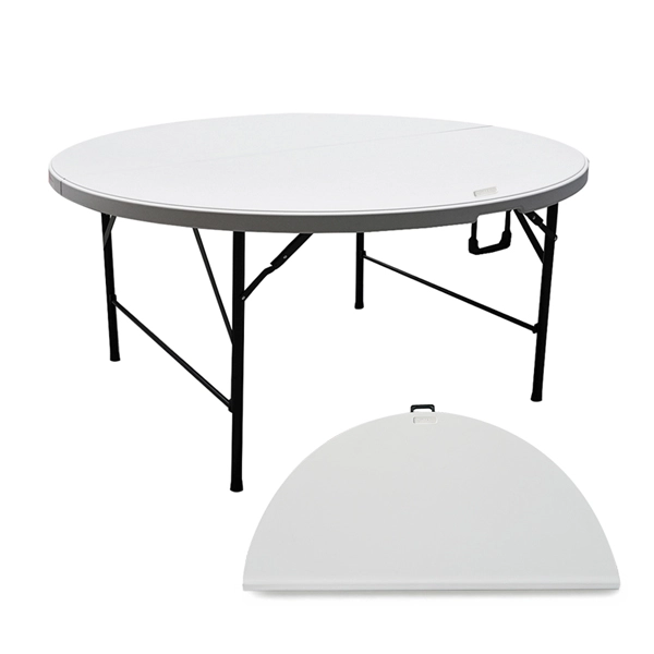 table ronde blanche pliante sous format valise