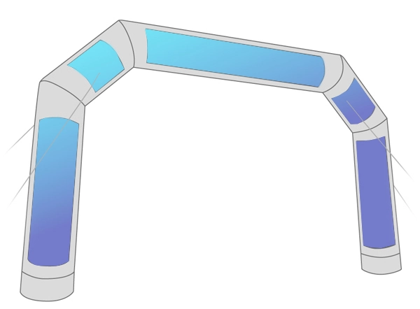 zones imprimables de l'arche gonflable