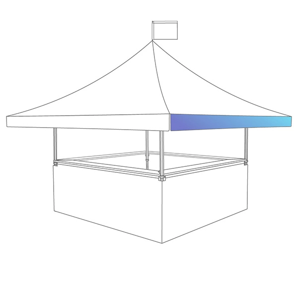 Zones imprimables pour une tente pliante : bandeau de toit