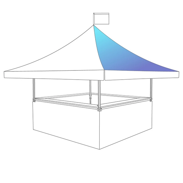 Zones imprimables pour une tente pliante : panneau de toit