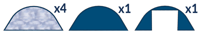 composition du pack fenêtres de la tente étoile 6 murs bleue