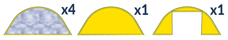 composition du pack fenêtres de la tente étoile 6 murs jaune