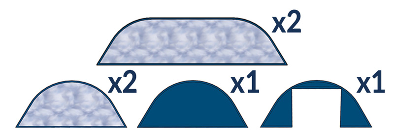 composition du pack fenêtres de la tente étoile 6 murs bleue