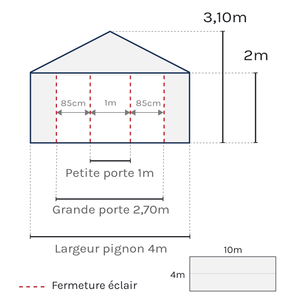 dimensions de la tente de réception