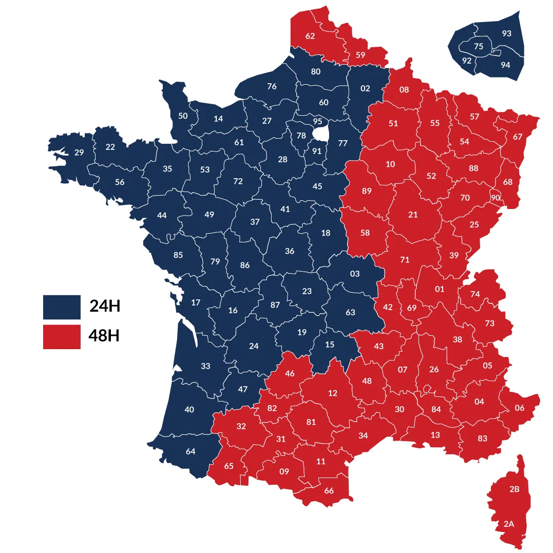 Délais de livraison sous 24/48h en France